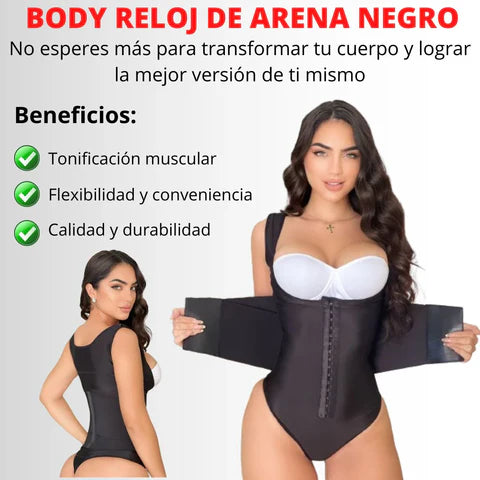 BODY RELOJ DE ARENA NEGRO Y PIEL